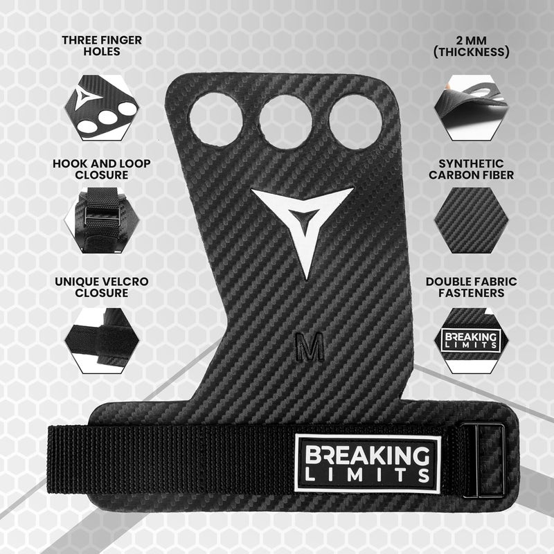 BREAKING LIMITS قبضات كروس فيت 3 ثقوب - قبضات جمباز - قبضات يد كربونية - كالرز لكروس فيت - قبضات جمباز للرجال والنساء - واقيات كفوف لتمارين السحب، رفع الأثقال، الكاليسثينيكس وWOD - Image 4